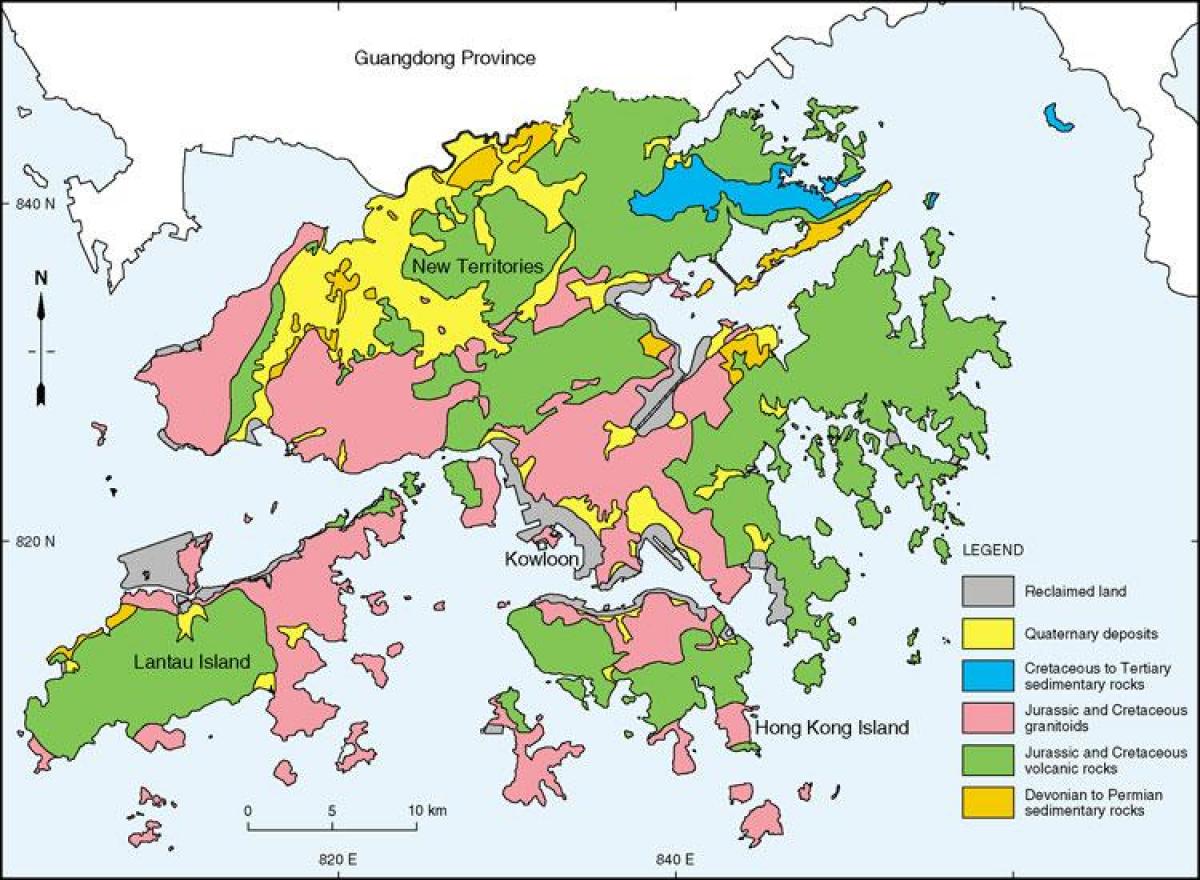 geological นแผนที่ของฮ่องกง