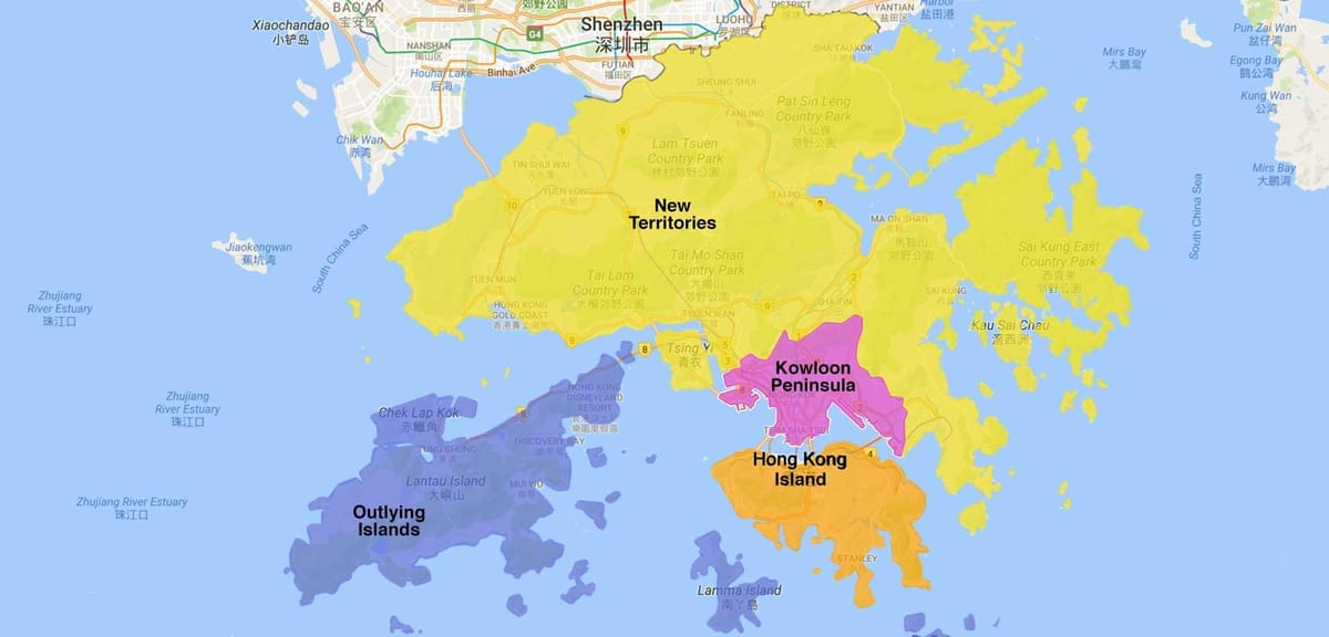 แผนที่ของฮ่องกงบริเวณ
