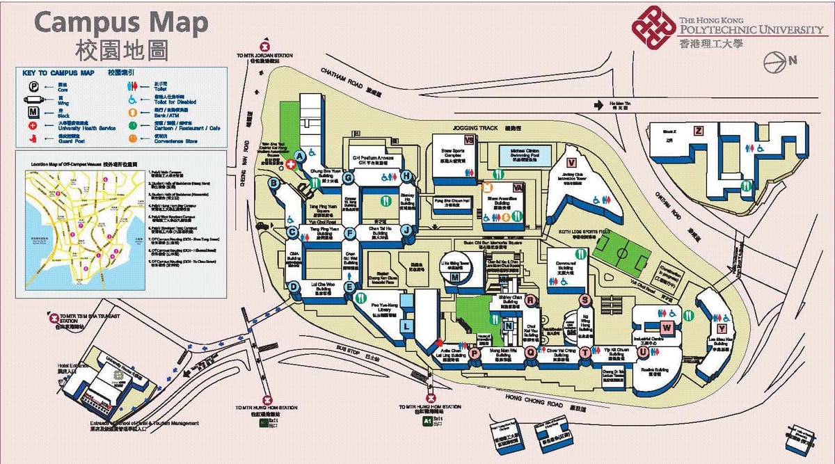 แผนที่ของฮ่องกง polytechnic มหาวิทยาลัย