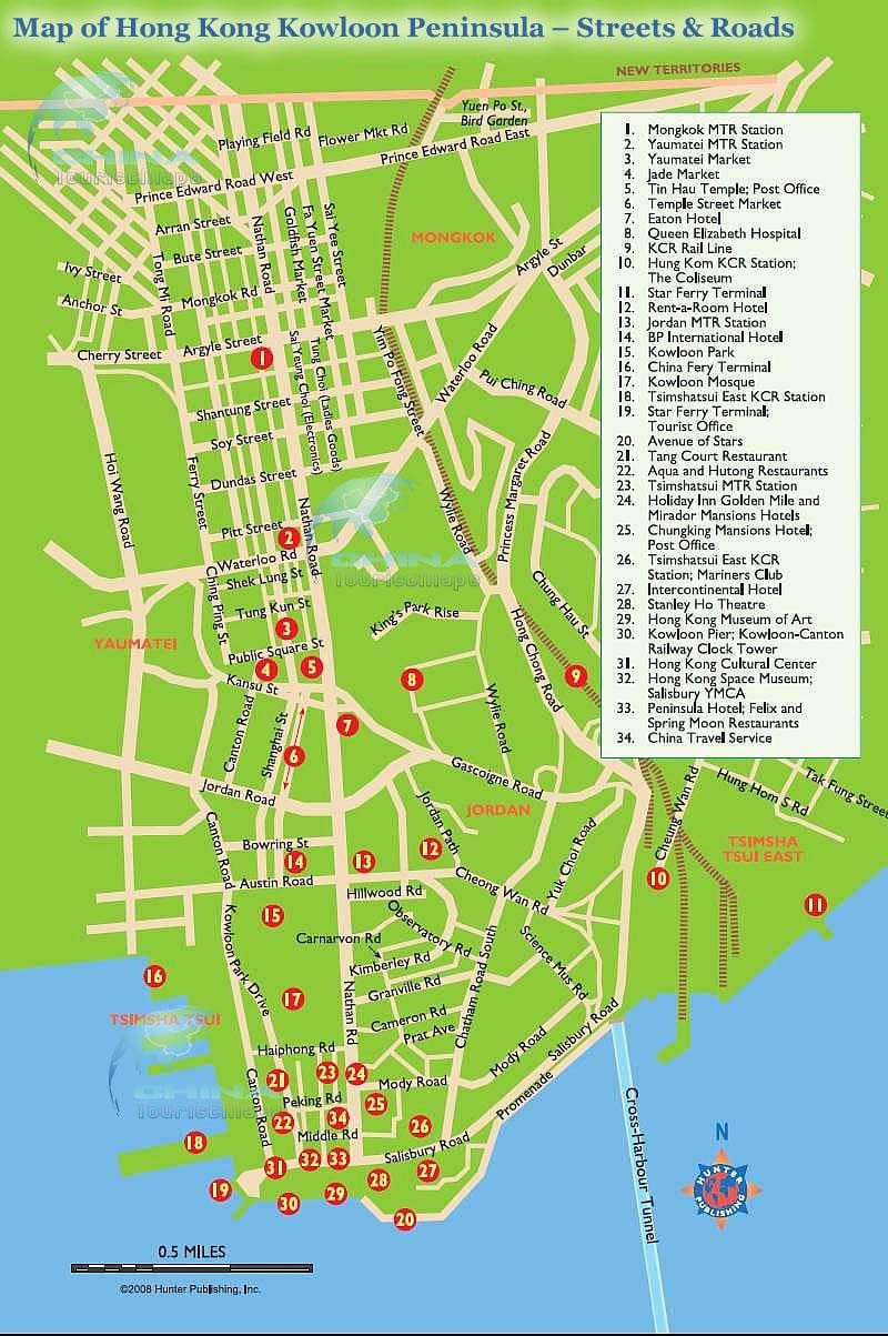 แผนที่ของเนธานถนนฮ่องกง
