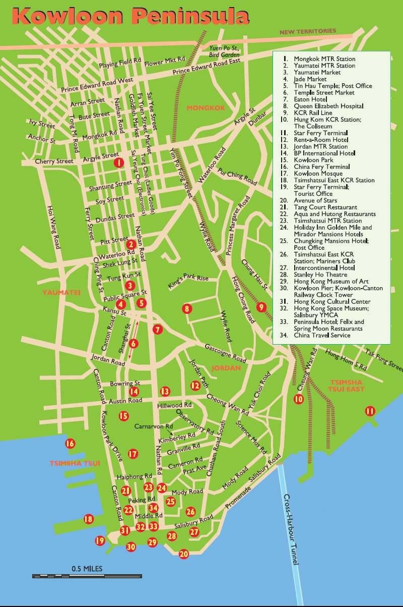 Kowloon attractions แผนที่