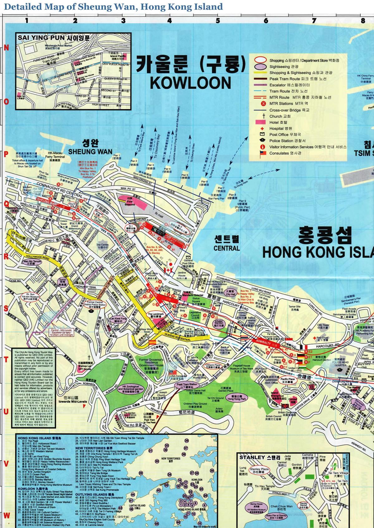 แผนที่ของ Sheung วานฮ่องกง