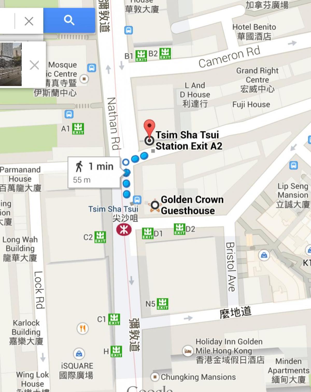 Tsim เข้ารหัสแบบ sha Tsui MTR นแผนที่สถานี