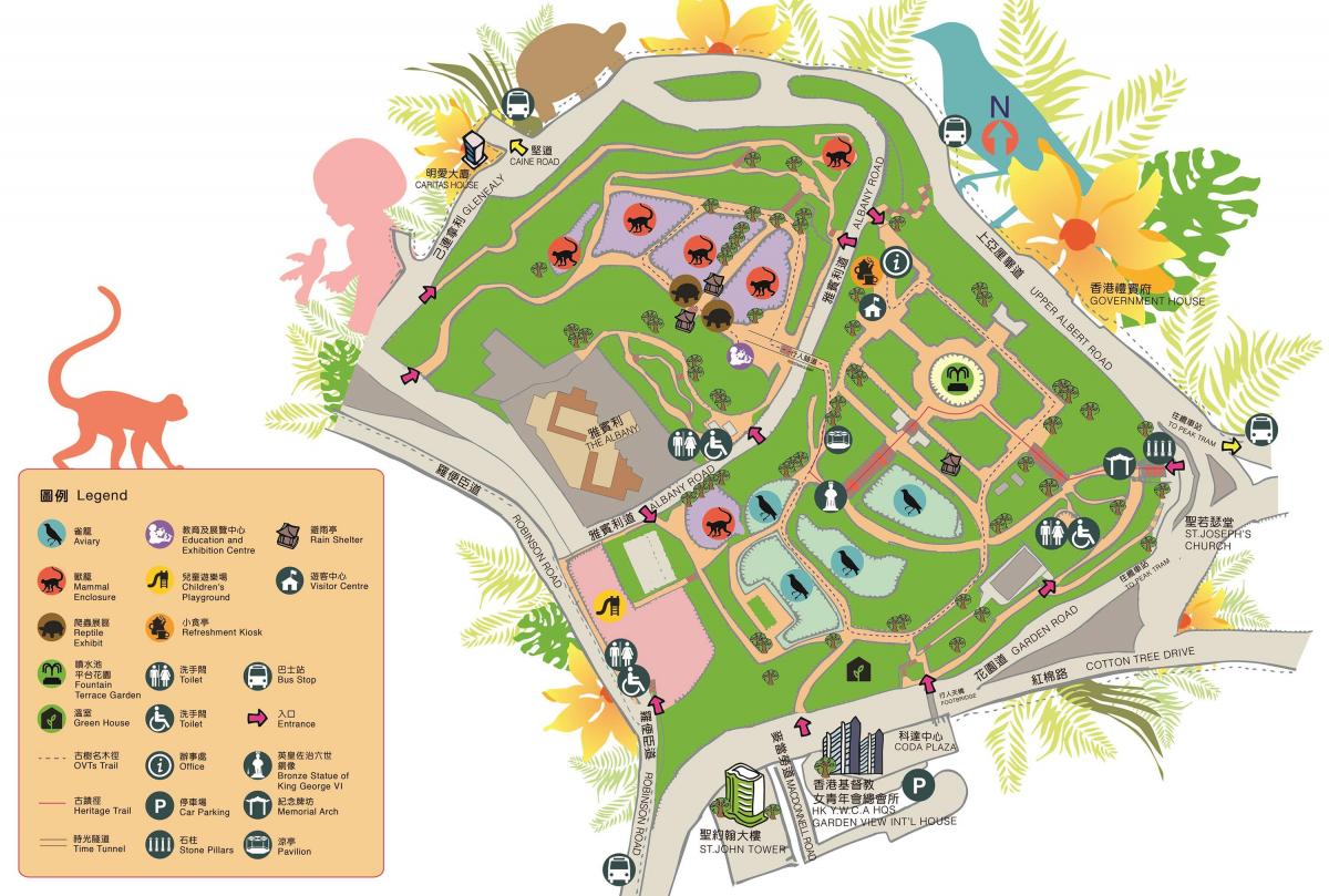แผนที่ของฮ่องกง zoological และ botanical สวน