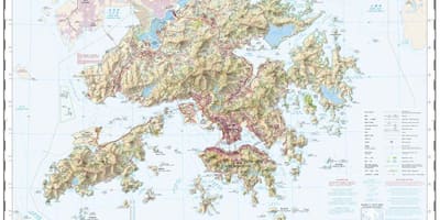 Topographic นแผนที่ของฮ่องกง