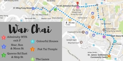 แผนที่ของ Wanchai ฮ่องกง